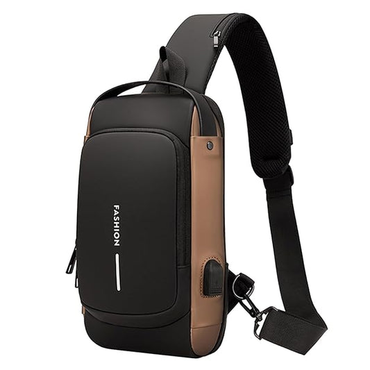 Multifunction Anti-theft Shoulder Bag Crossbody Bag Travel Sling Bag with USB Port and Code Lock Messenger Backpack Chest Bag for Male and female