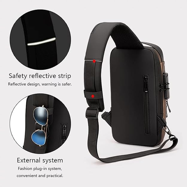 Multifunction Anti-theft Shoulder Bag Crossbody Bag Travel Sling Bag with USB Port and Code Lock Messenger Backpack Chest Bag for Male and female