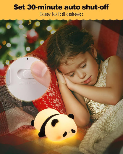 Lying Panda Night Light - Soft Silicone Color-Changing LED Touch Lamp with Timer for Bedroom & Office