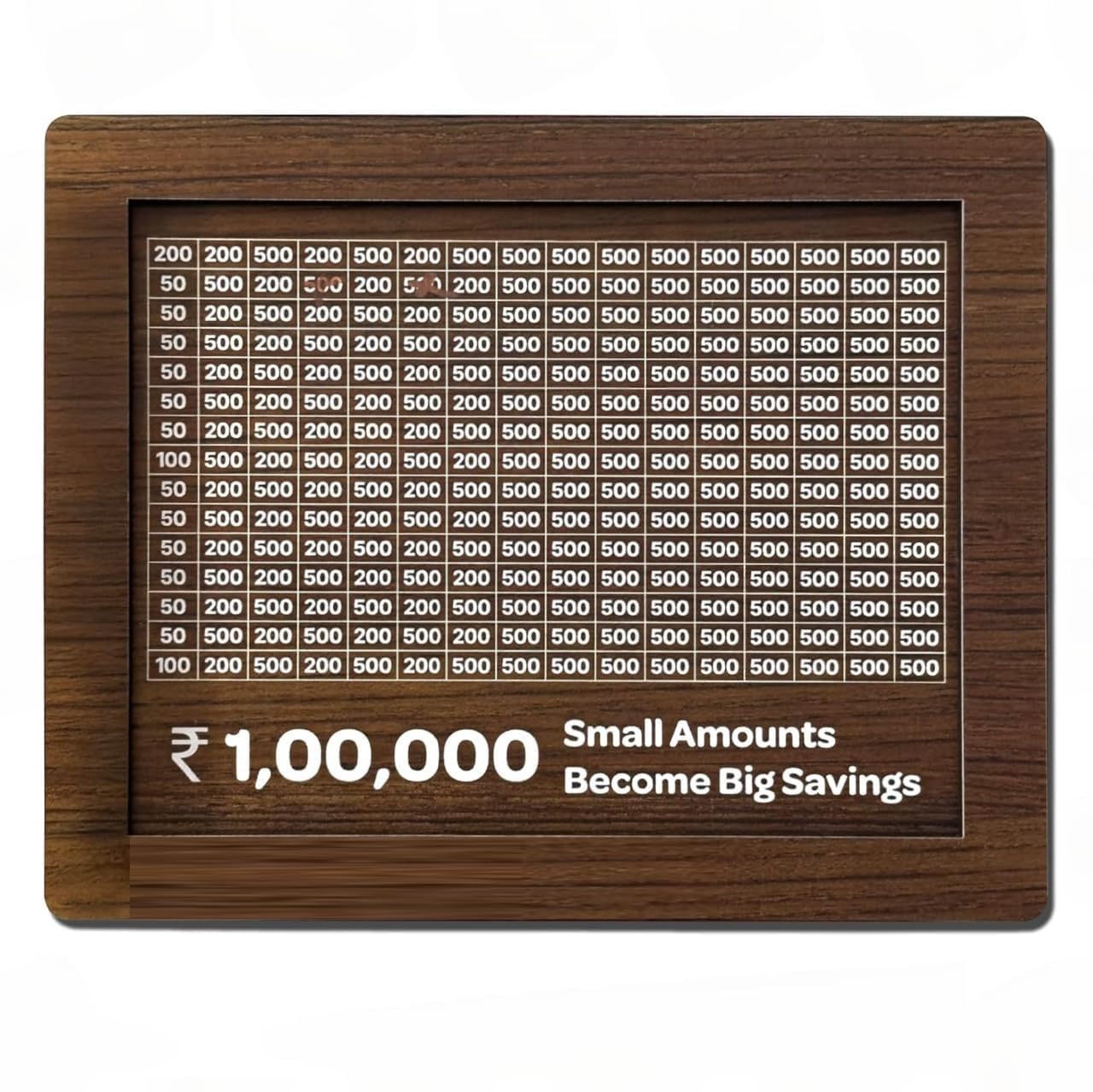 Money Saving Challenge Board Wooden Cash Savings Tracker Budget Planner Tool for Personal Finance Gifting & Goal Setting Small Amounts Become Big Bank.