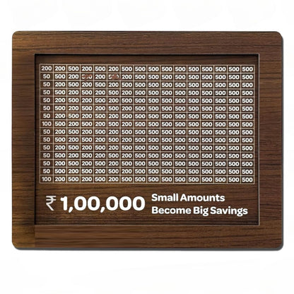 Money Saving Challenge Board Wooden Cash Savings Tracker Budget Planner Tool for Personal Finance Gifting & Goal Setting Small Amounts Become Big Bank.