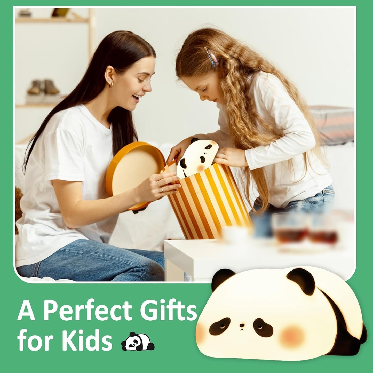 Lying Panda Night Light - Soft Silicone Color-Changing LED Touch Lamp with Timer for Bedroom & Office