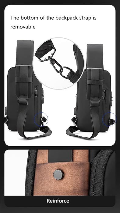 Multifunction Anti-theft Shoulder Bag Crossbody Bag Travel Sling Bag with USB Port and Code Lock Messenger Backpack Chest Bag for Male and female