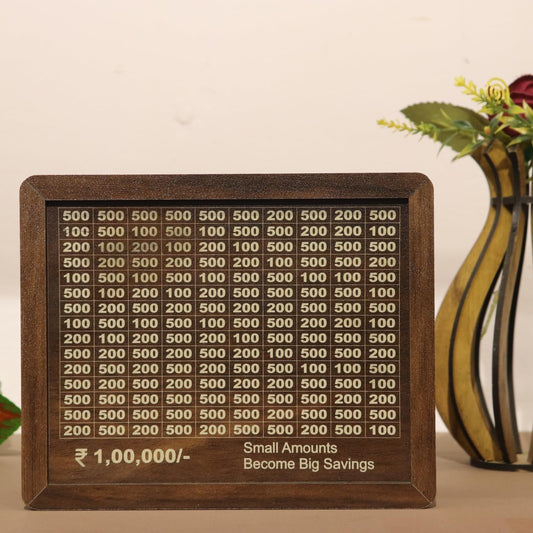 Money Saving Challenge Board Wooden Cash Savings Tracker Budget Planner Tool for Personal Finance Gifting & Goal Setting Small Amounts Become Big Bank.