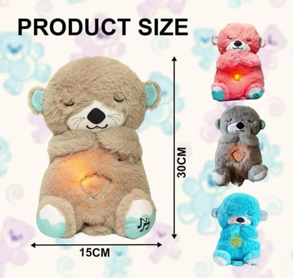 Breathing Teddy Otter Glowing Music for Baby Sensory Sleep Lights Rhythmic Simulation Plush for Babies Kids Soothing Sound and Décor Item Specially for Valentine Gift (Multi)