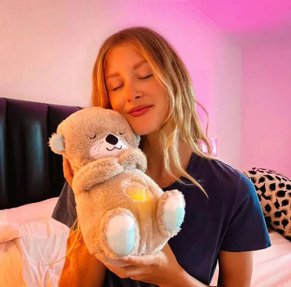 Breathing Teddy Otter Glowing Music for Baby Sensory Sleep Lights Rhythmic Simulation Plush for Babies Kids Soothing Sound and Décor Item Specially for Valentine Gift (Multi)