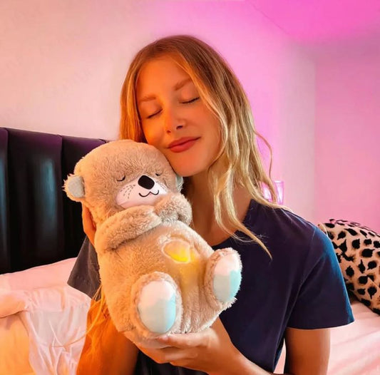 Breathing Teddy Otter Glowing Music for Baby Sensory Sleep Lights Rhythmic Simulation Plush for Babies Kids Soothing Sound and Décor Item Specially for Valentine Gift (Multi)