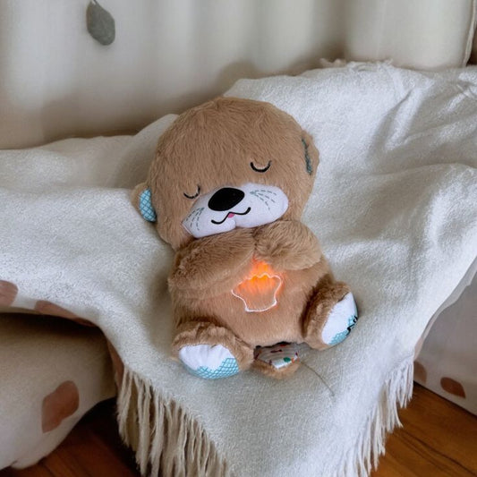 Breathing Teddy Otter Glowing Music for Baby Sensory Sleep Lights Rhythmic Simulation Plush for Babies Kids Soothing Sound and Décor Item Specially for Valentine Gift (Multi)