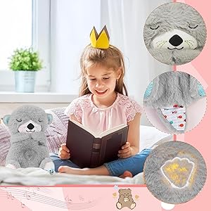 Breathing Teddy Otter Glowing Music for Baby Sensory Sleep Lights Rhythmic Simulation Plush for Babies Kids Soothing Sound and Décor Item Specially for Valentine Gift (Multi)